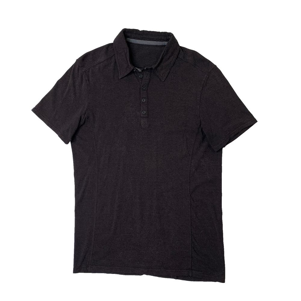 Hylete Polo Shirt Mens M Medium Black Subtle Striped Textured Short Sleeve Golf